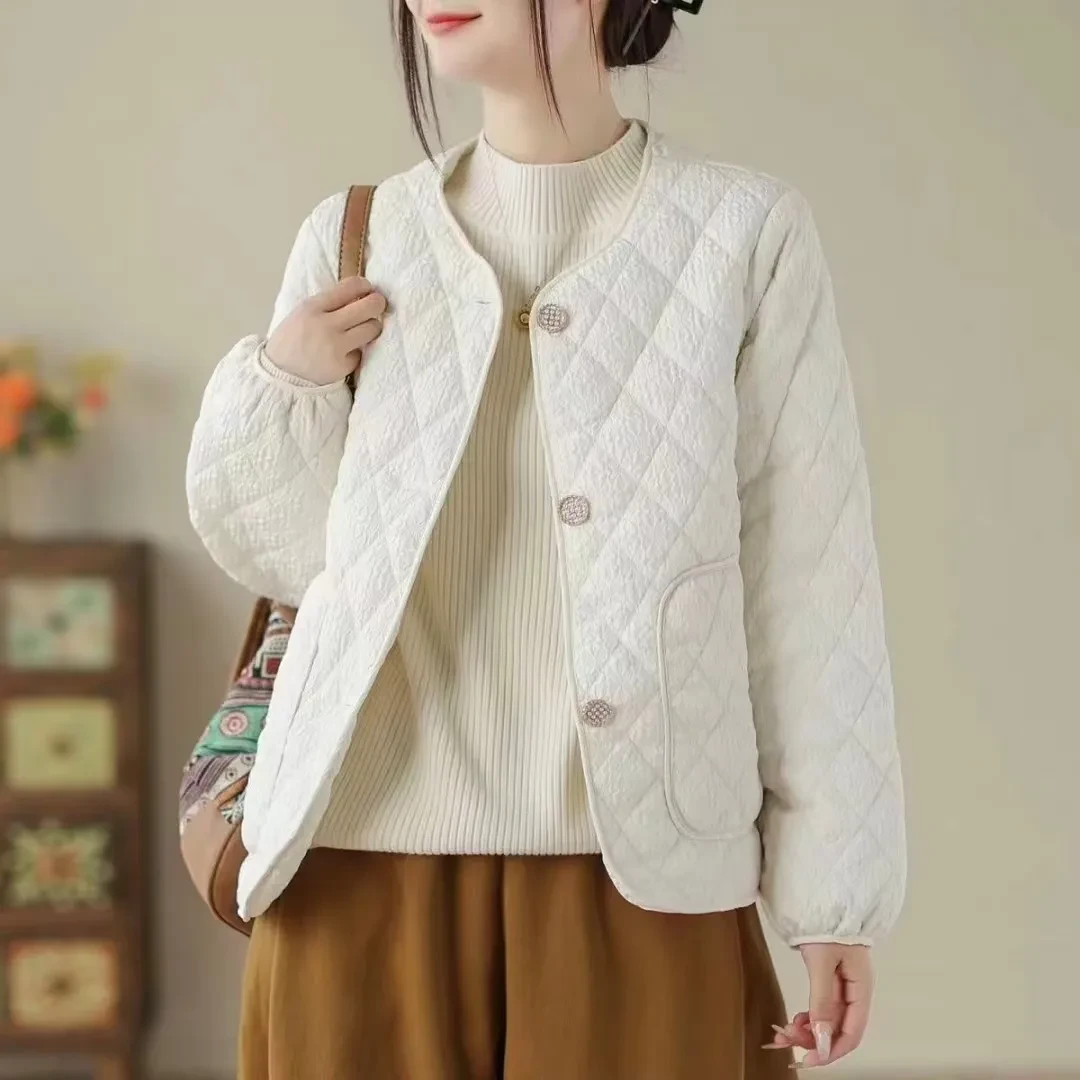 小香风菱格棉服-HY