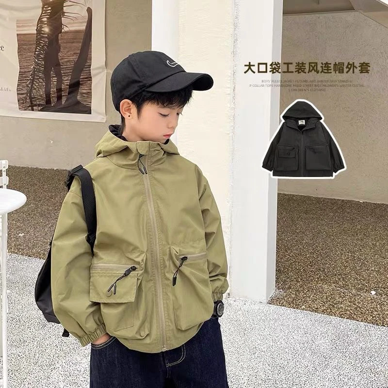 W174 儿童大口袋工装风连帽外套 G3-1
