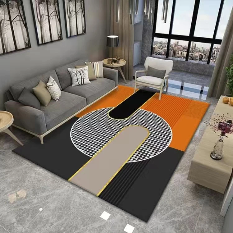 客厅茶几大地毯卧室地毯书房餐厅地毯圆圈千鸟格网红简约耐脏