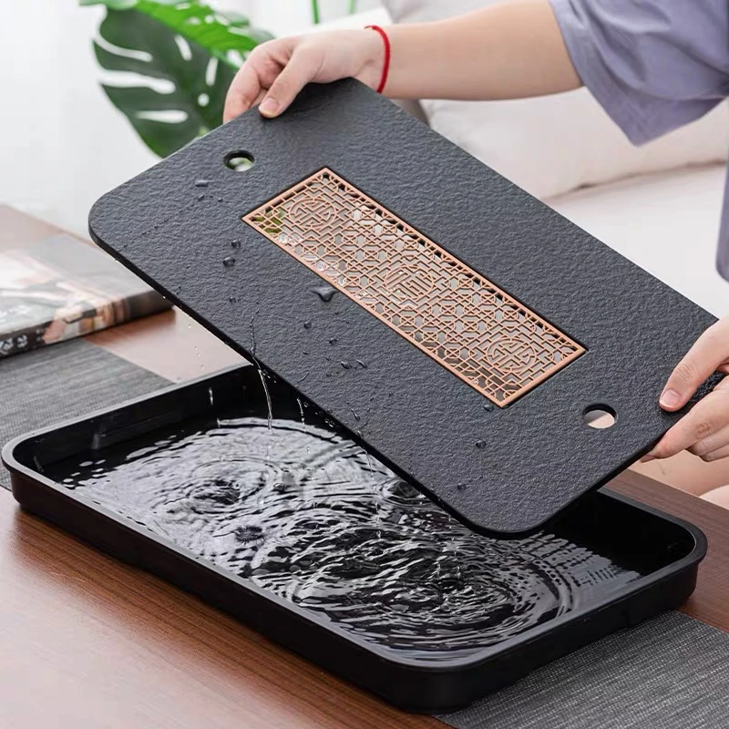 德艺  0809密胺配铜合金滤水网干湿两用茶盘37乘24cm