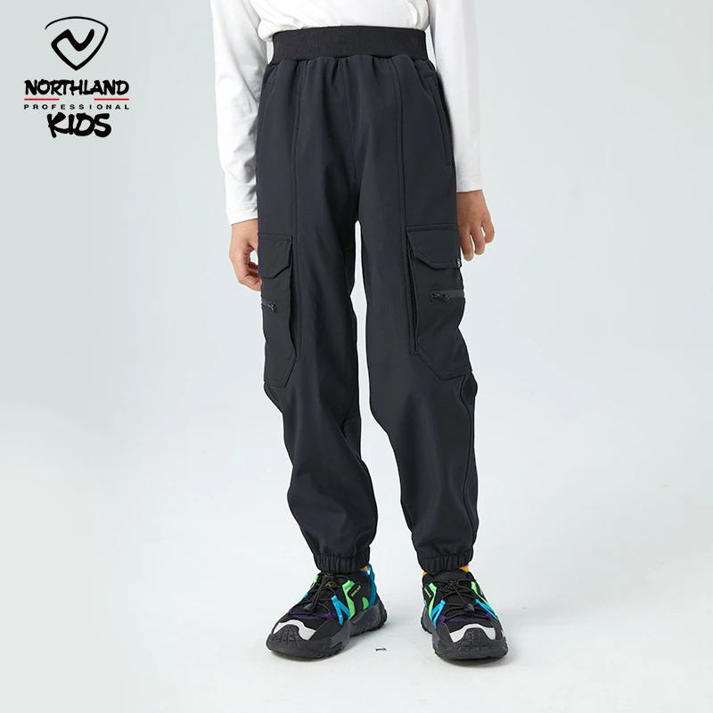 诺诗兰童装男童软壳裤秋冬新款加绒儿童加绒防风防泼水户外保暖裤