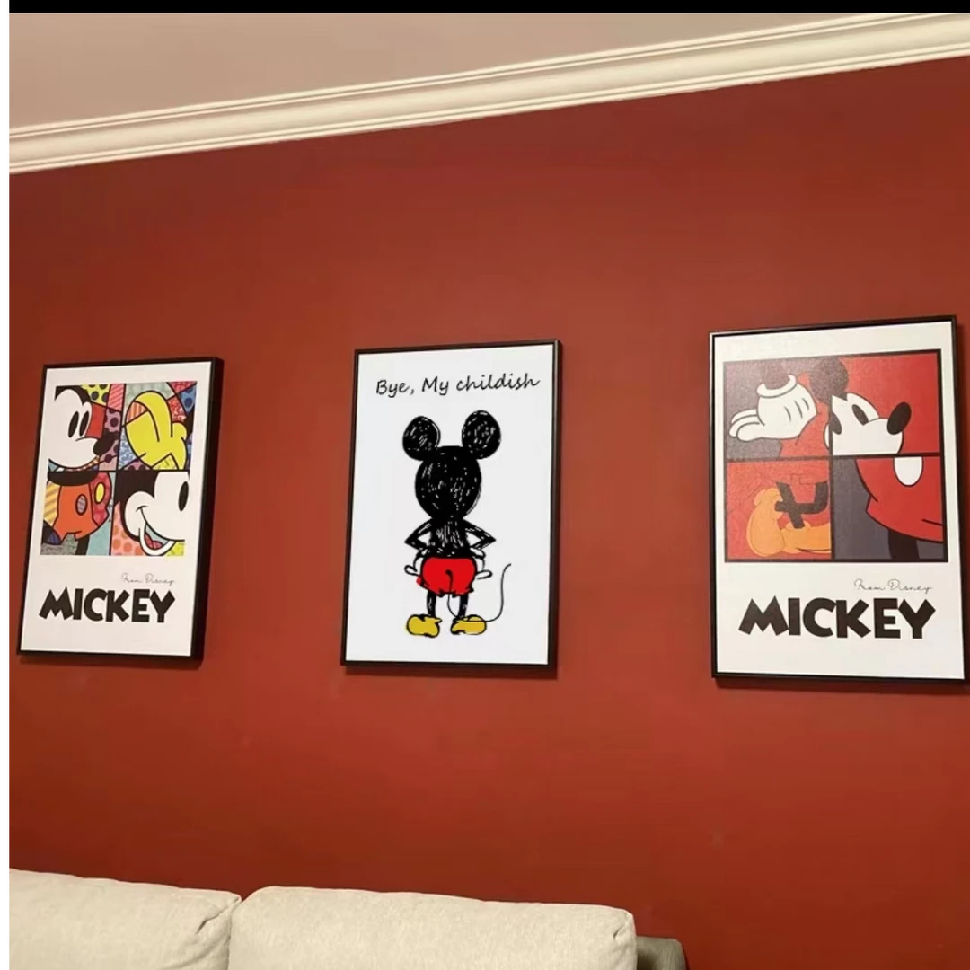 米奇三联挂画背景电竞房卧室装饰挂画40*60*3pvc