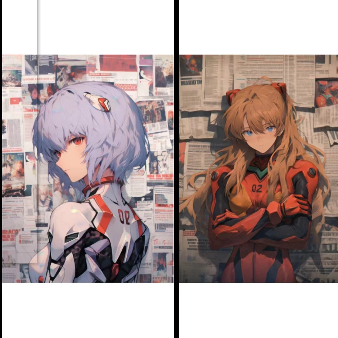 EVA福利系列 绫波丽明日香新世纪福音战士两联装饰画40*60