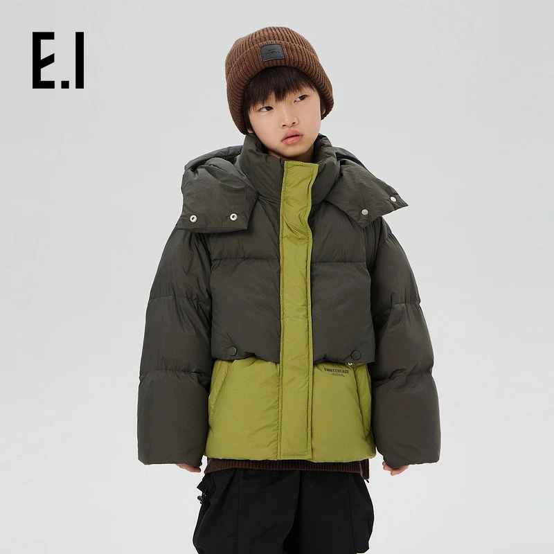 【高充绒】ei连帽款羽绒服24冬装新款撞色拼接亲子装D8244650983