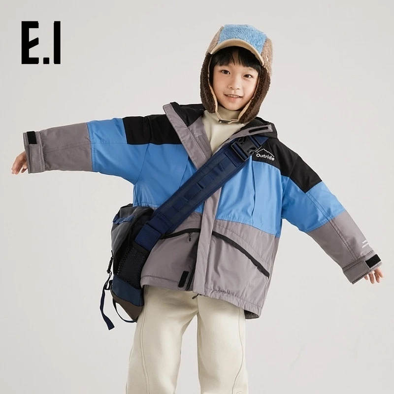E.I童装男童连帽羽绒服冬装新防风保暖滑雪服外套D8234101198