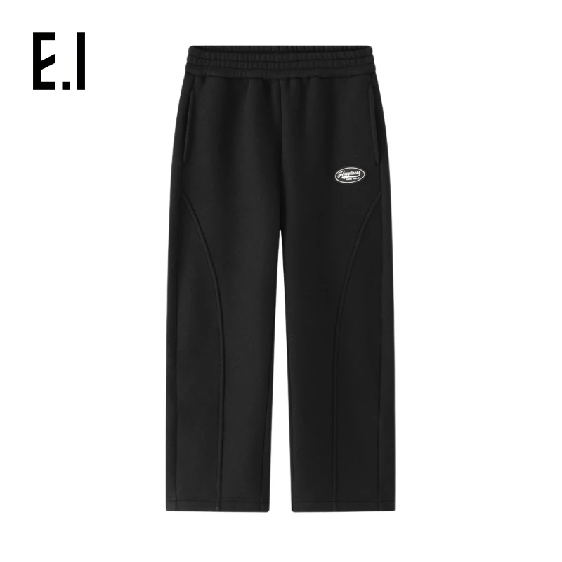 E.I童装儿童加绒休闲长裤冬装新款宽松直筒针织裤D8234772799