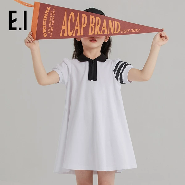 E.I连衣裙学院风polo裙子女孩中大童裙子泡泡袖D8222886916