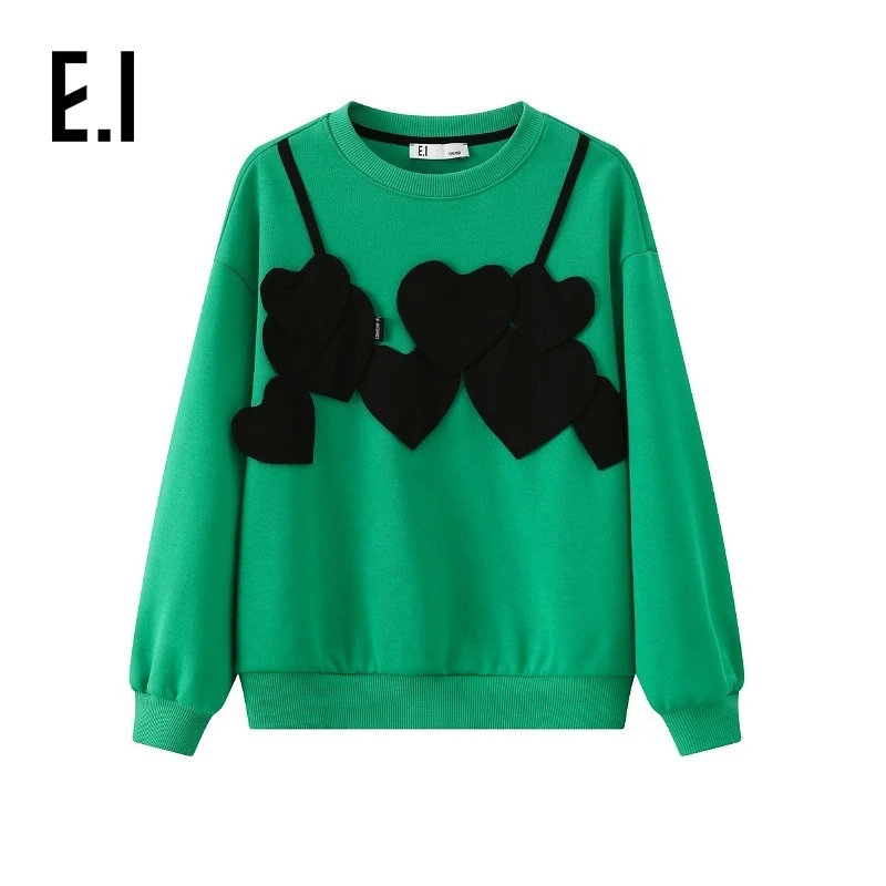 E.I新款童装儿童卫衣秋装爱心装饰百搭上衣设计感D8233655668
