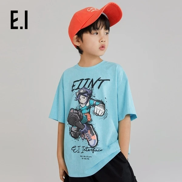 E.I男童T恤夏装新款卡通印花短袖D8232112100