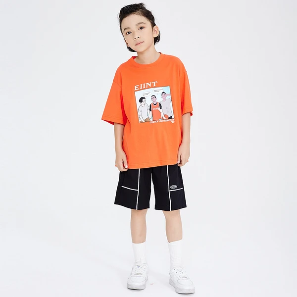 E.I夏亲子装男童短袖儿童潮酷印花嘻哈风D8222112040