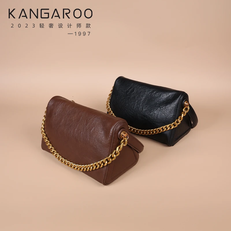 KANGAROO/袋鼠 2024时尚百搭春季新款女士美拉德三角单肩斜挎包包