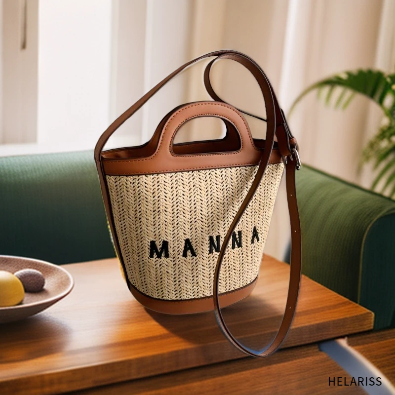 HELARISS草编织包包女百搭新款夏季单肩斜挎手提菜篮子包沙滩包女