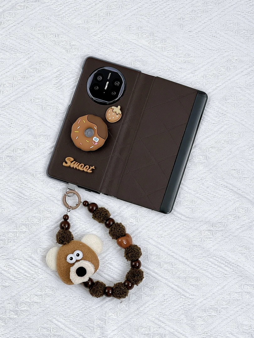 品申原创棕色磁吸翻盖甜甜圈支架手提链适用华为matex5折叠手机壳