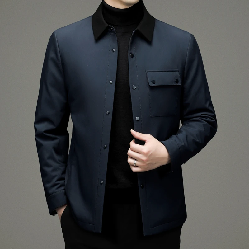 【断码捡漏】男士商务休闲行政风棉衣秋冬翻领保暖短款中老年棉服