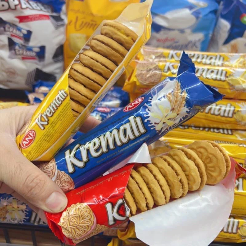 爱你Kremali香蕉味夹心饼干50克24个（土耳其进口）全国包邮