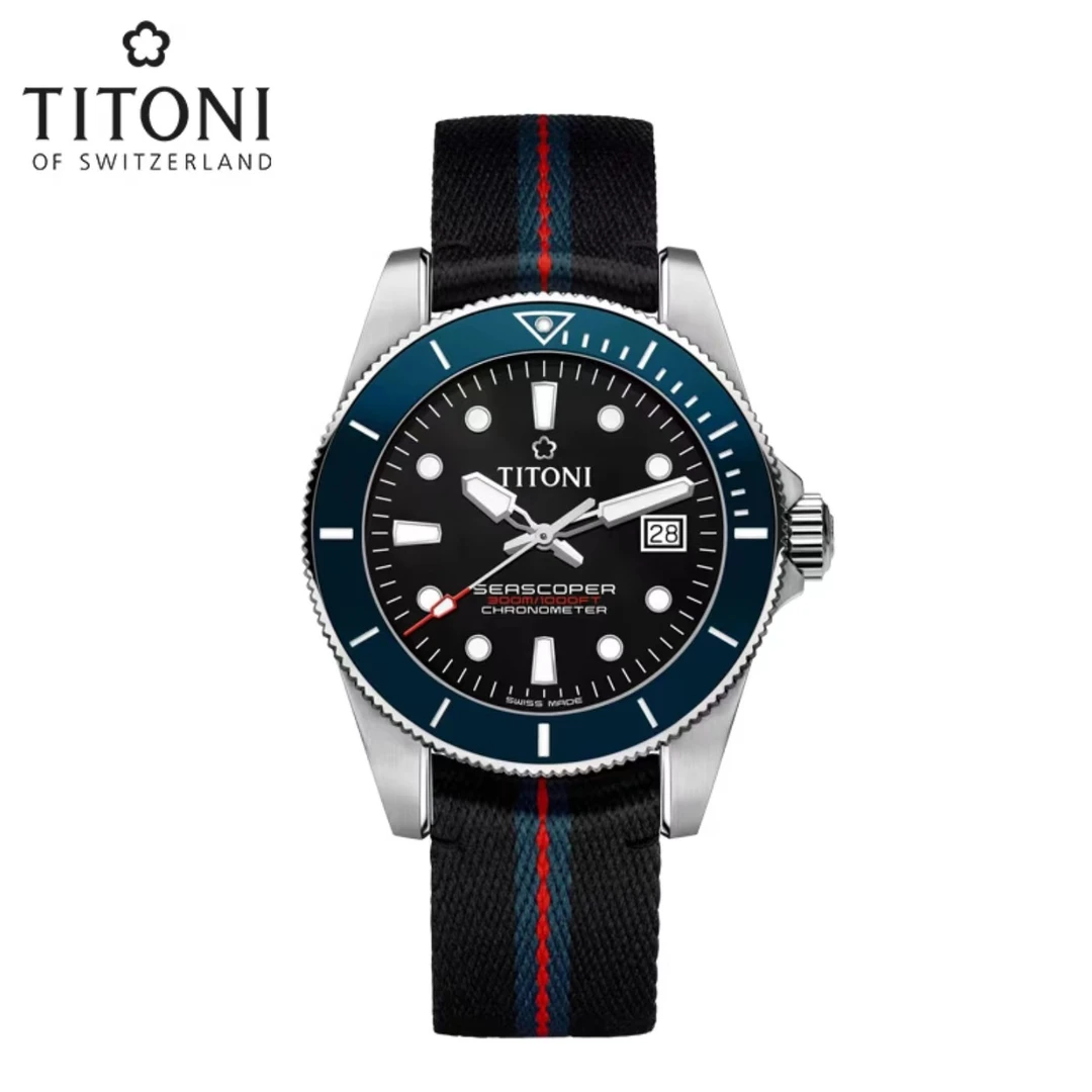 梅花（Titoni）海洋探索系列300米防水机械潜水男83300-S-BE-T4-706