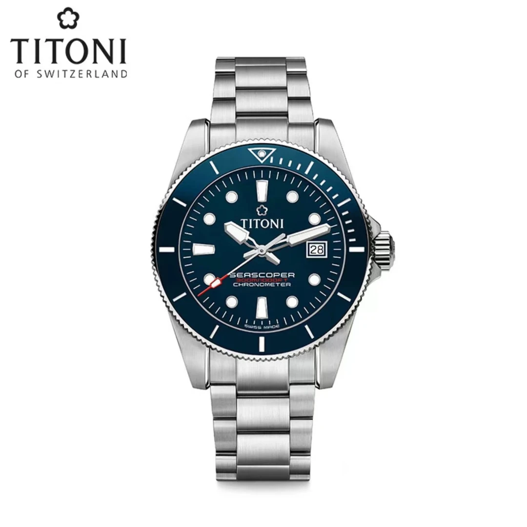 梅花(Titoni)海洋探索系列300米防水机械潜水男83300-S-BE-705