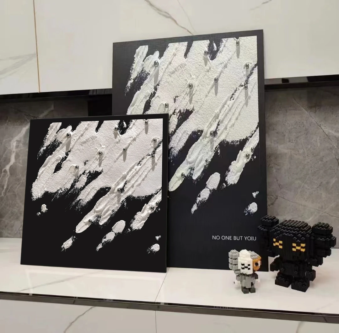 抽象小众仿3D立体感珍珠装饰画桌面摆画入户玄关高级摆画