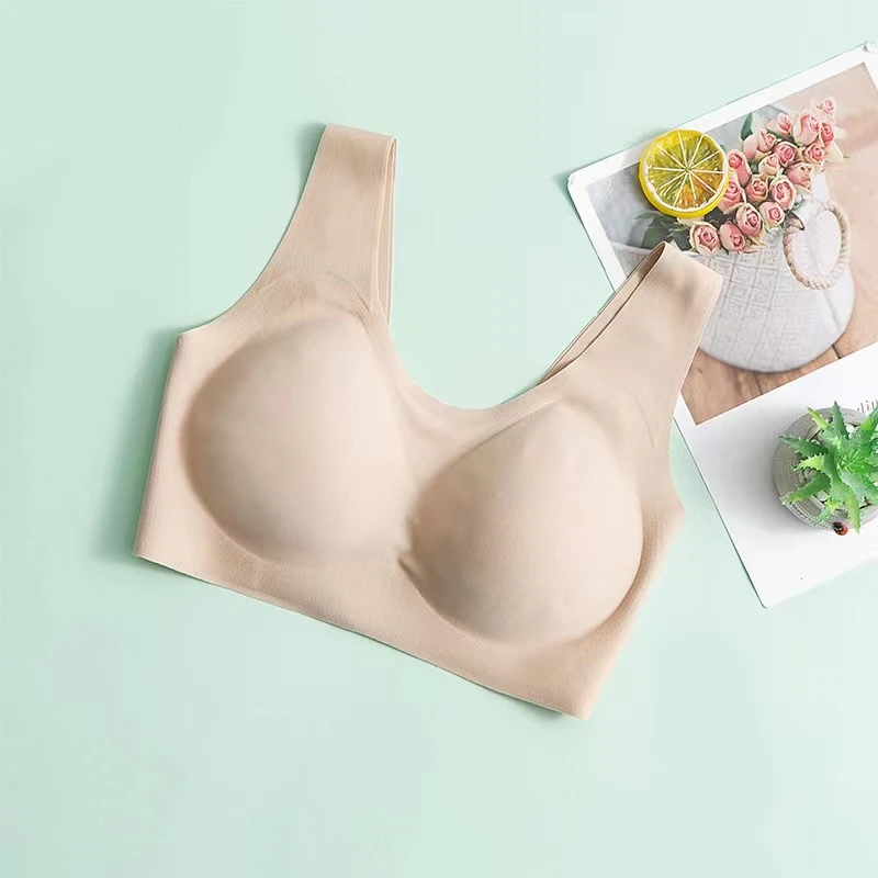 无钢圈文胸光面薄款桑蚕丝针织内衣高弹透气运女士动4458