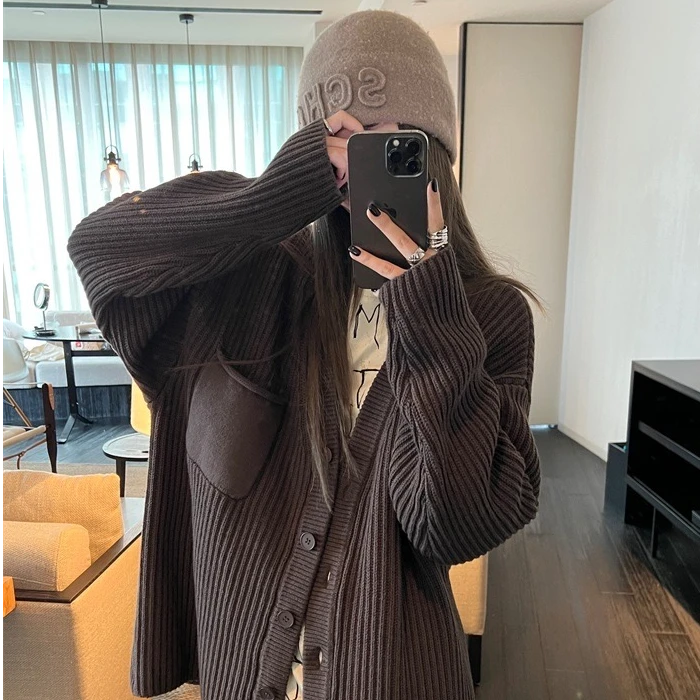 复古韩版宽松高克重毛衣针织休闲百搭秋冬纯色时尚外穿冬季#859