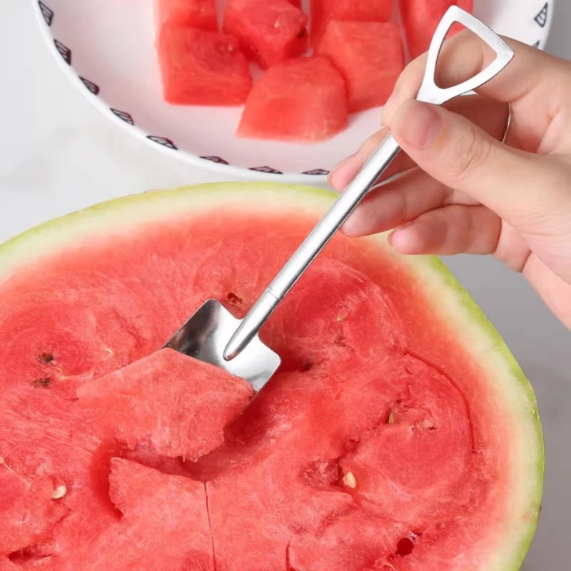 不锈钢家用吃饭西瓜铁铲勺甜品网红雪糕勺铁锹勺子创意可爱小勺子