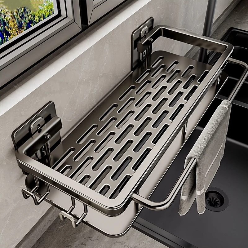 厨房置物架水槽抹布沥水架水池水龙头洗碗钢丝球收纳架神器储物