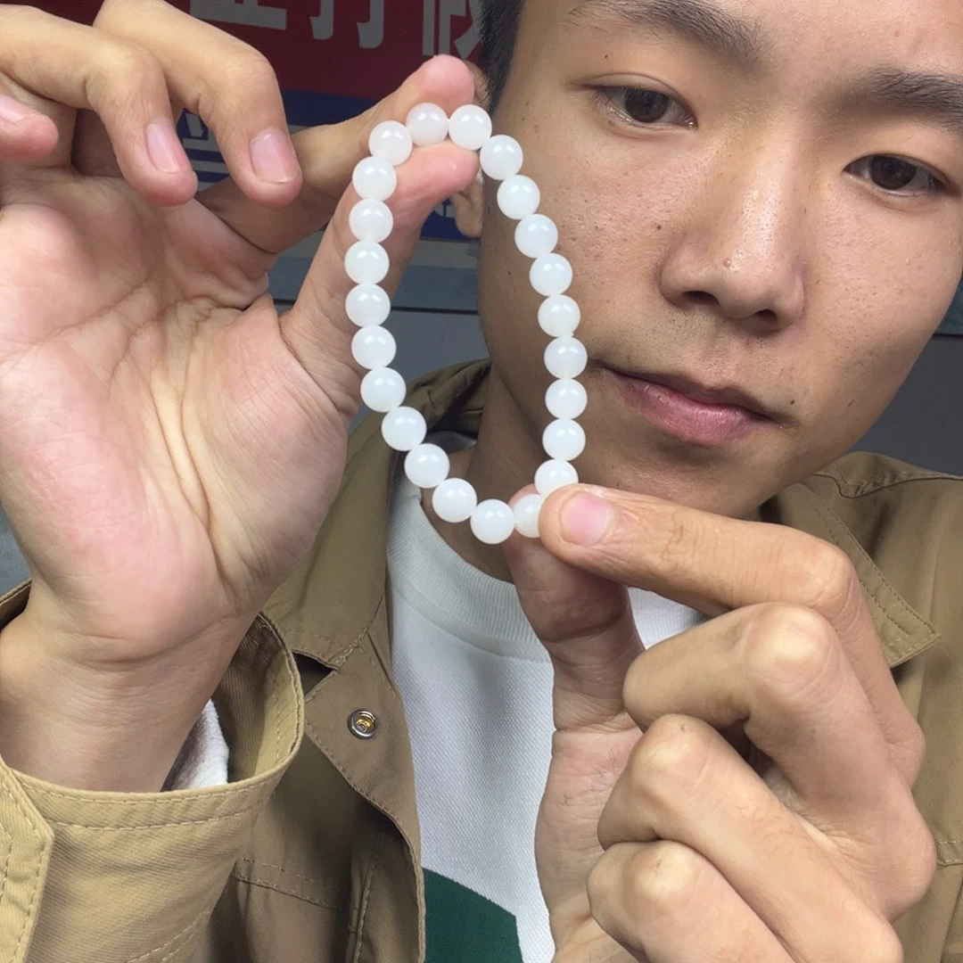 和田玉手链未镶嵌多样性野牛沟羊脂玉卡8货头