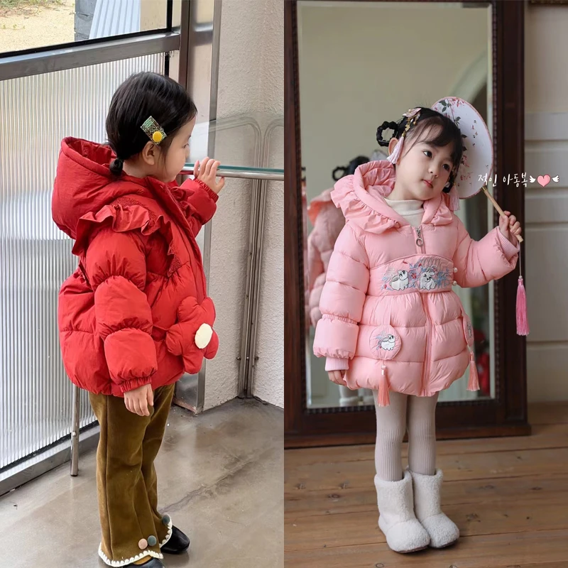 2加绒加厚2023冬季新款韩版女童拜年服宝宝棉服棉袄