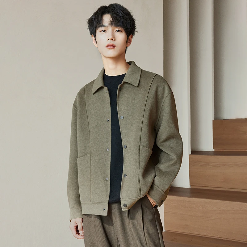 双面呢羊毛呢子休闲男外套短款夹克新款秋冬季高级感上档次SM800