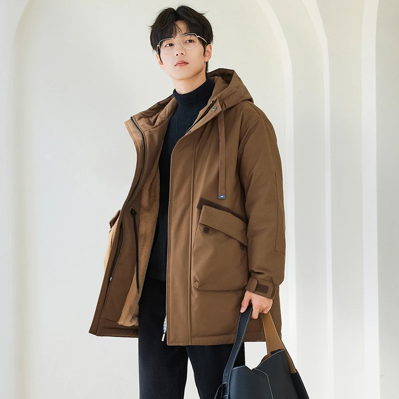 男款羽绒服中长款加绒保暖仿派克服2024秋冬款新款高端连帽男2900