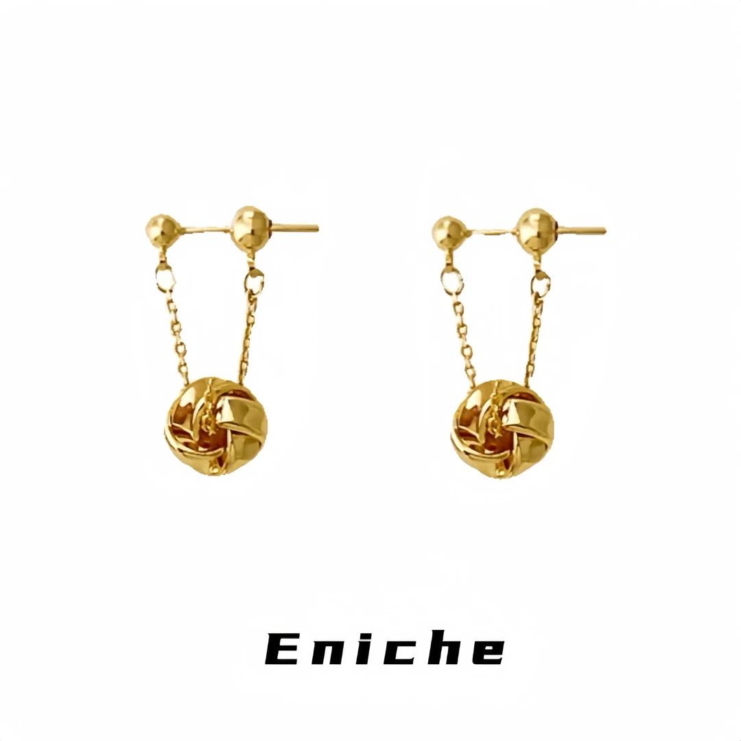 925银针 1128「小秋千」法式高级感结绳小巧精致耳饰