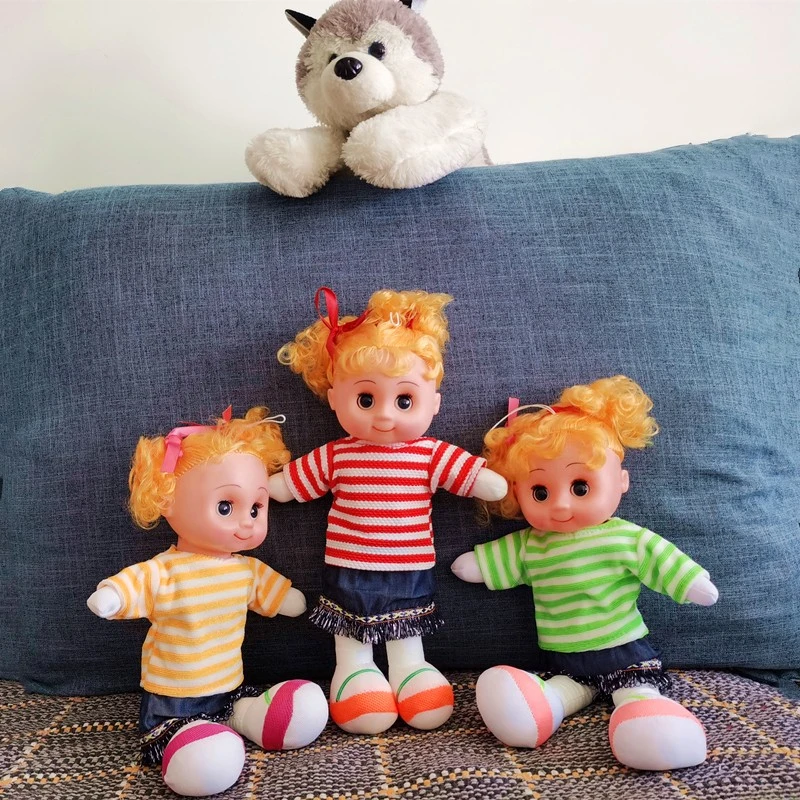 儿童玩具公仔布娃娃展示尺寸音乐公仔眨眼儿童人形复古儿时可爱