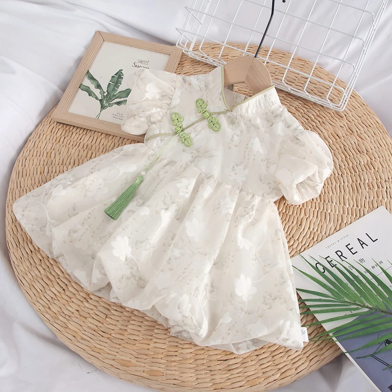 2024女童连衣裙中国复古公主婴儿女宝宝旗袍一周岁礼服夏季小裙子