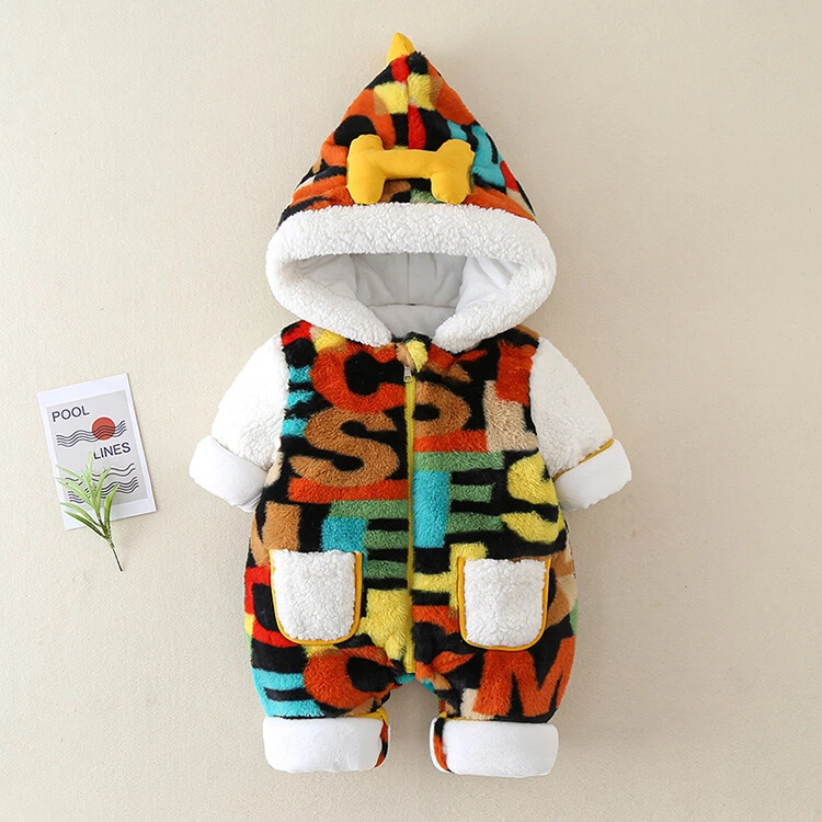 婴儿衣服冬装男女宝宝连体衣加绒厚夹棉满月超萌哈衣棉服冬季外出