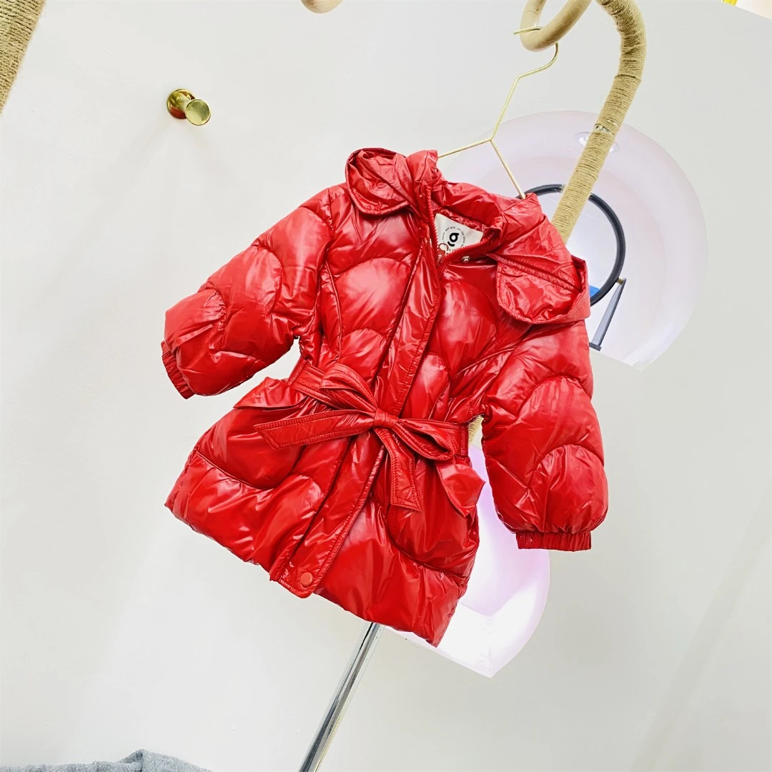 9835女童羽绒服外套90白鸭绒秋冬新款中小童收腰儿童冬季连帽韩版