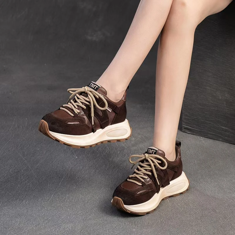 【恩祈新款（四季款）】2024秋季新款厚底复古真皮单鞋耐磨舒适女鞋