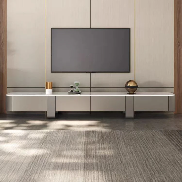 梵隶大理石客厅电视柜简约现代家用轻奢风高端超晶石电视柜烤漆