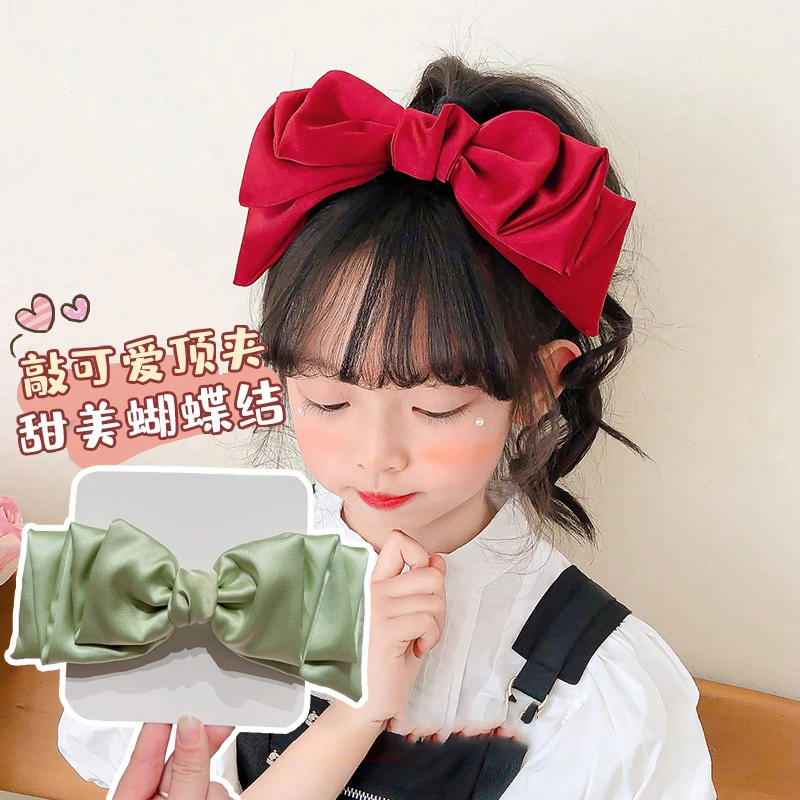 2023韩版春夏儿童蝴蝶结多层弹簧发夹不伤发发夹小女孩马尾头饰