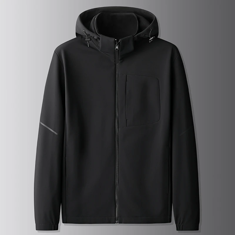 户外大码男式运动软壳夹克外套特大号肥佬宽松弹力可脱卸帽冲锋衣