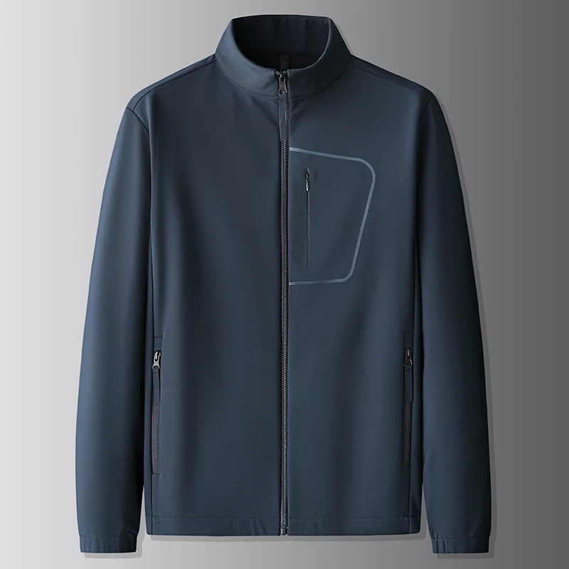 秋冬加肥加大码男式运动软壳冲锋衣大号宽松立领户外薄绒夹克外套