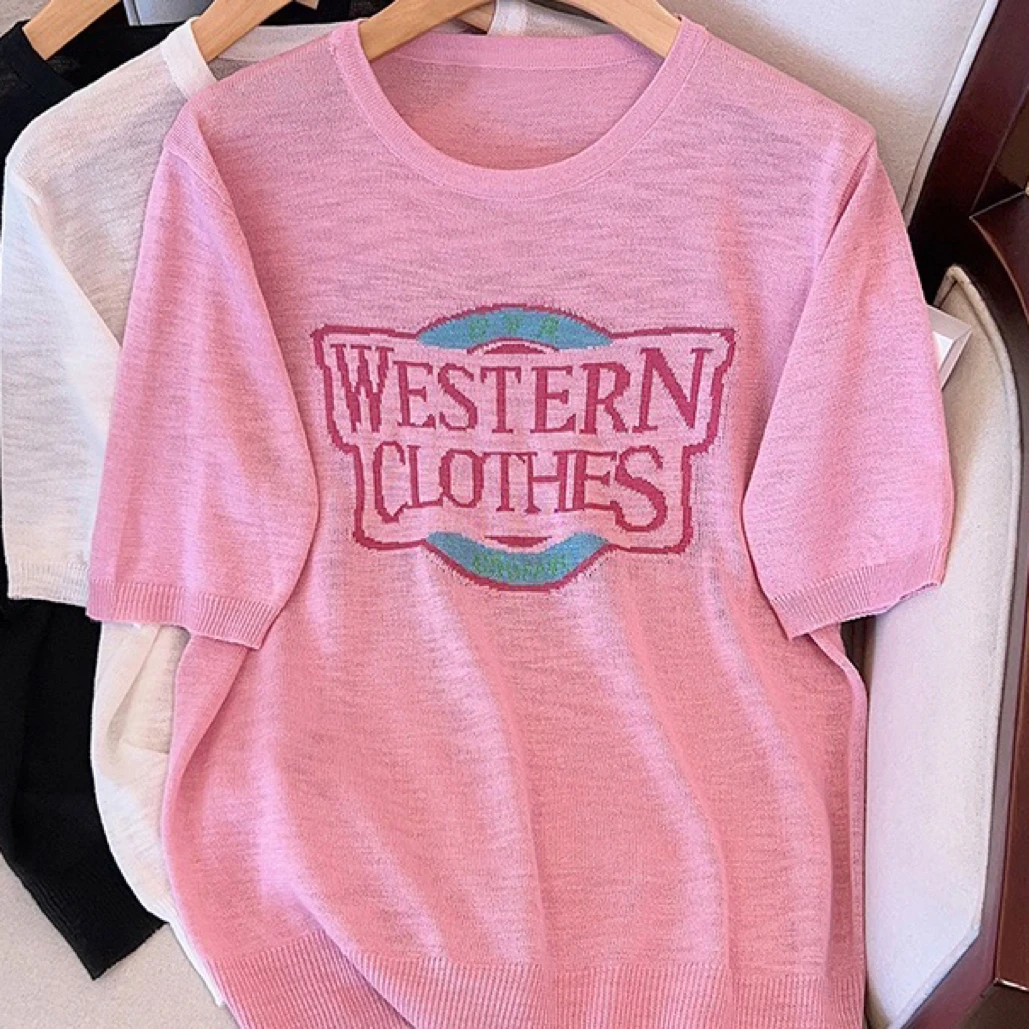 71041（13）百搭圆领春夏小众t恤夏季