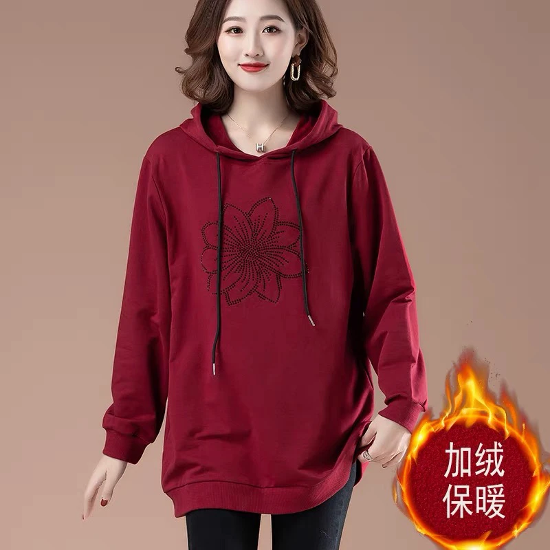 秋冬新款长袖卫衣女中长款宽松大码胖mm洋气119