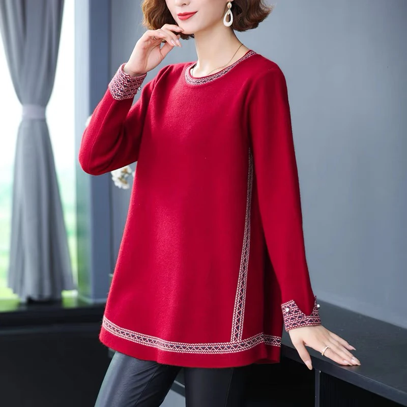 9455大码女装秋冬毛衣中长款宽松大码打底上衣