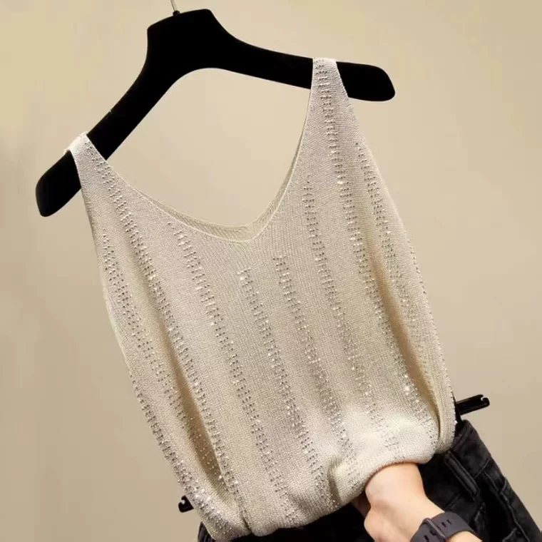 9641（10）亮丝吊带背心女夏时尚外穿宽松上衣