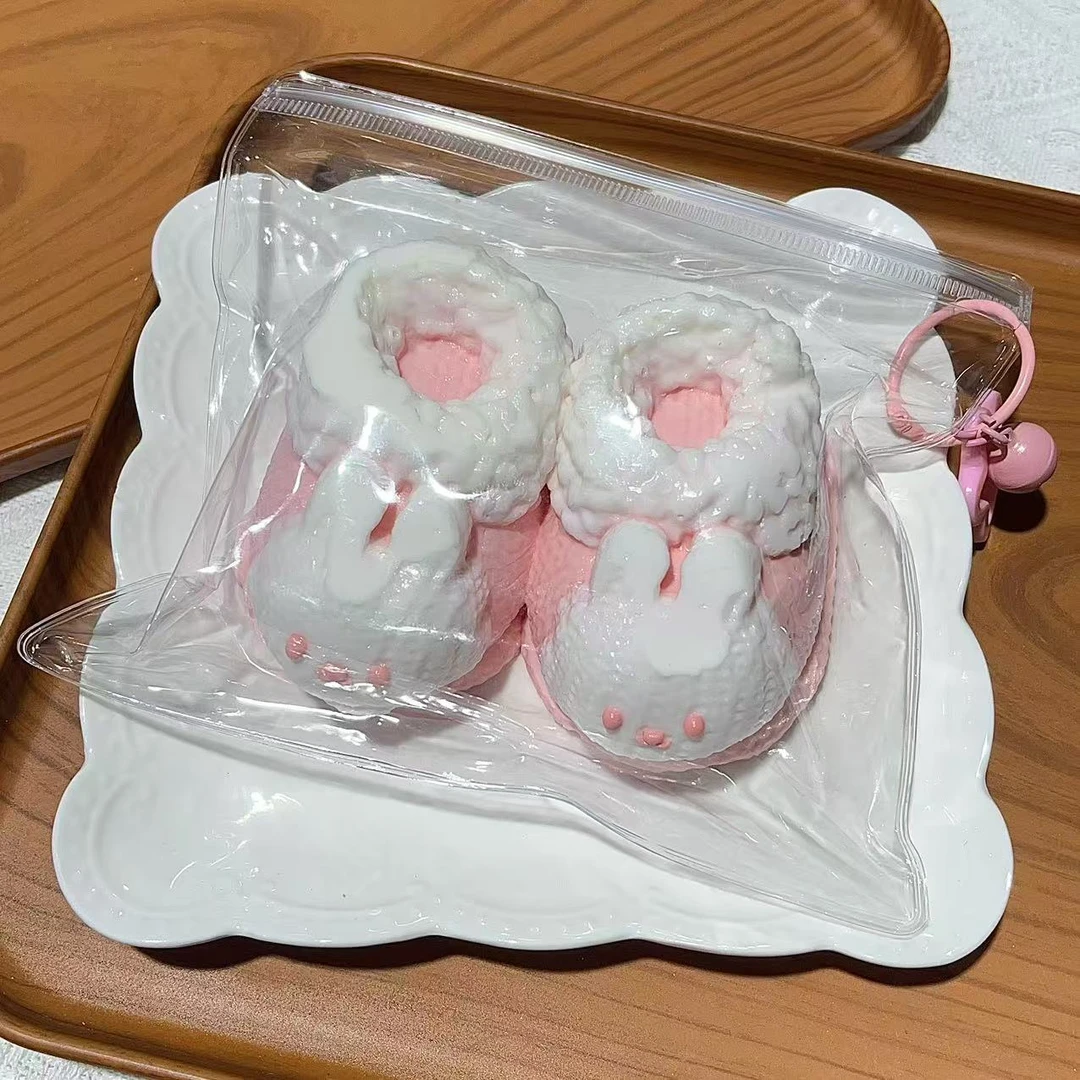 【小兔针织毛绒鞋】现货捏捏乐食品级硅胶纯手工制作解压玩具手工