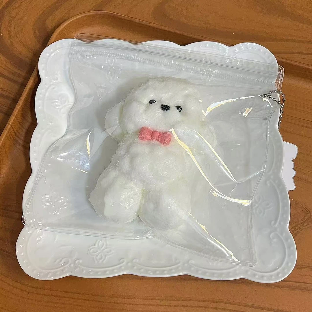 【植绒比熊】现货捏捏乐食品级硅胶纯手工制作解压玩具手工DIY