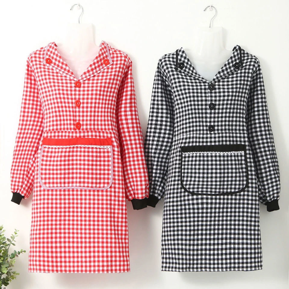 时尚男女翻领围裙防污做饭长袖耐脏厨房围兜秋冬款罩衣家用工作服