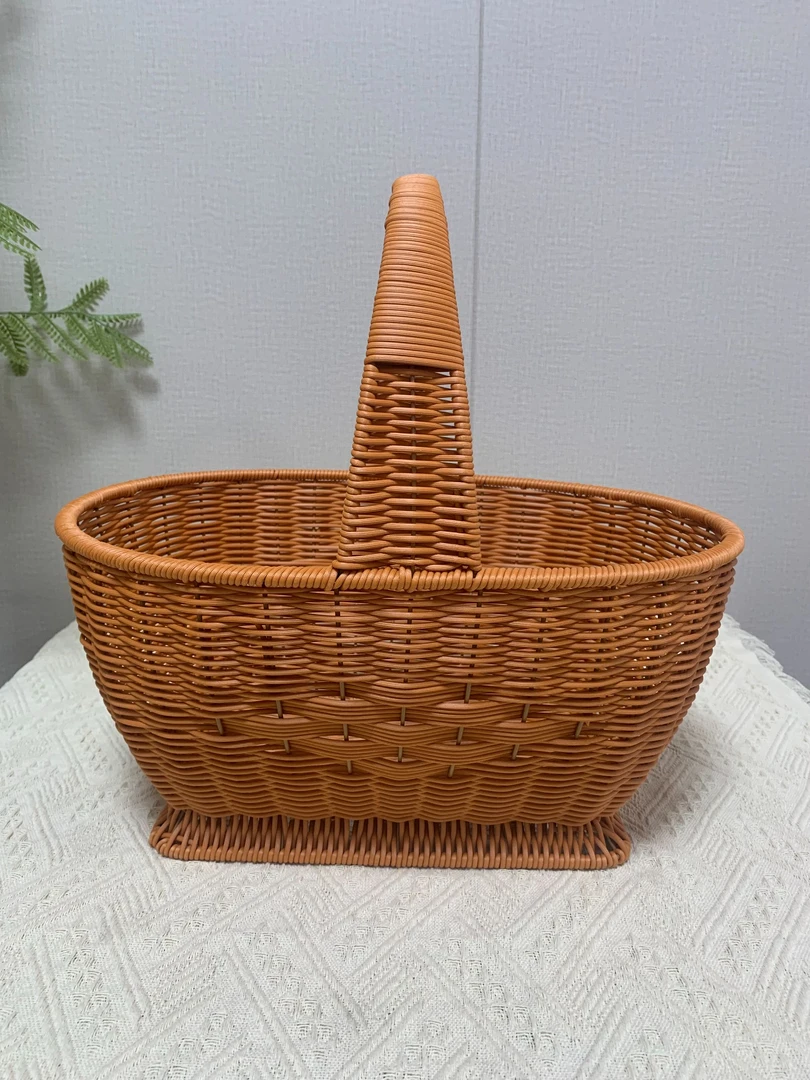 【如意手提篮】Y942L纯手工编织加高底座防虫防潮防尘40*30*20