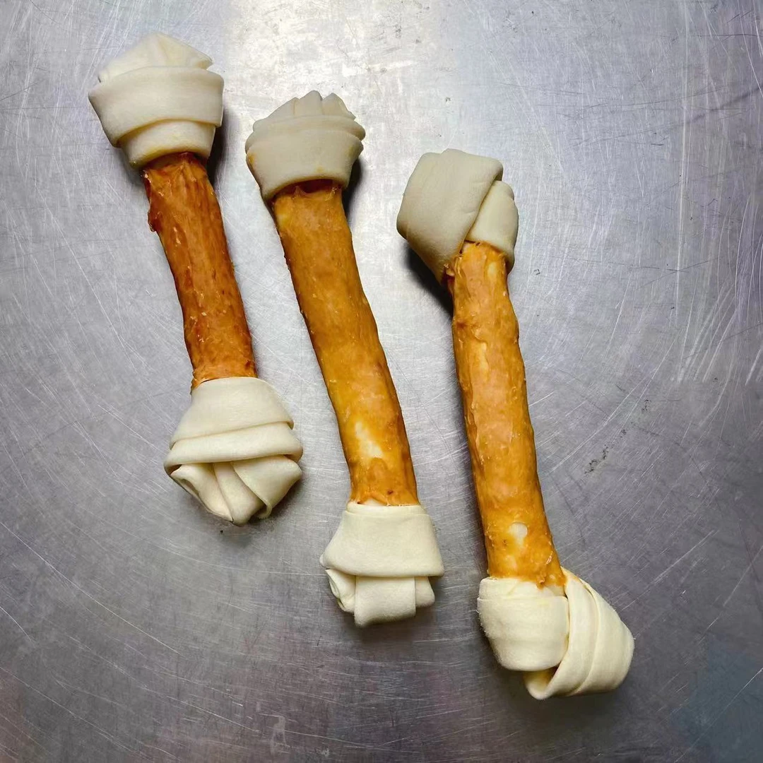 远飞【鸡肉牛皮结骨25CM】狗狗零食金毛大型犬专属磨牙棒洁齿骨dr