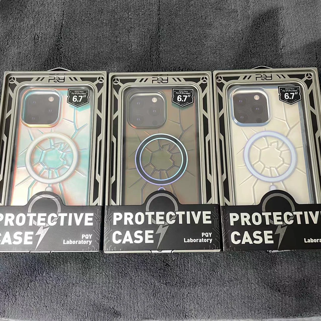 PQY冰裂、冰晶适用苹果iPhone15手机壳15pro透明15promax磁吸款